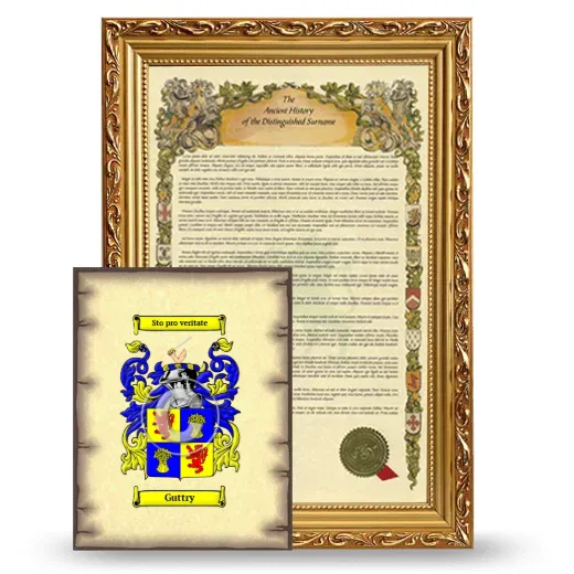 Guttry Framed History and Coat of Arms Print - Gold