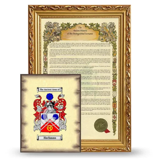 Hachman Framed History and Coat of Arms Print - Gold