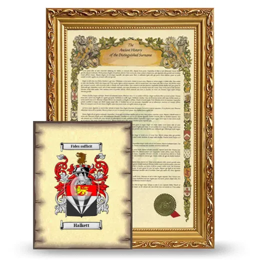 Halkett Framed History and Coat of Arms Print - Gold
