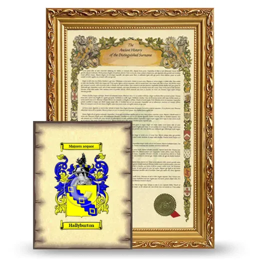 Hallyburton Framed History and Coat of Arms Print - Gold