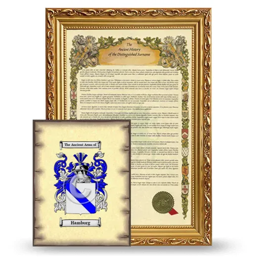 Hamburg Framed History and Coat of Arms Print - Gold