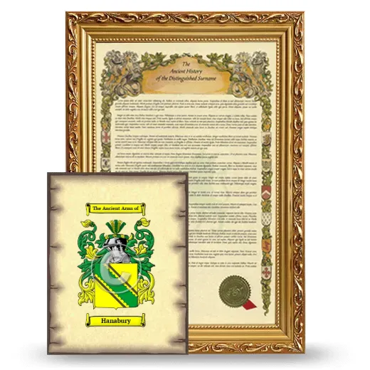 Hanabury Framed History and Coat of Arms Print - Gold