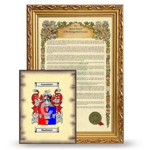 Harbourt Framed History and Coat of Arms Print - Gold