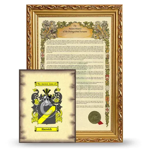 Harwich Framed History and Coat of Arms Print - Gold