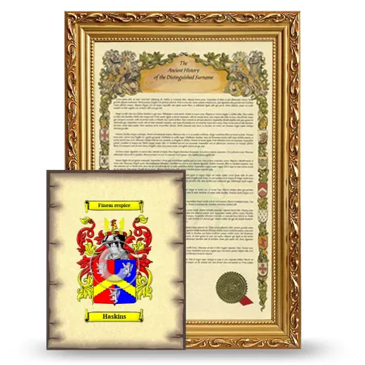 Haskins Framed History and Coat of Arms Print - Gold