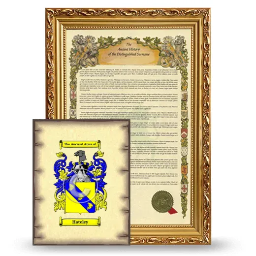 Hateley Framed History and Coat of Arms Print - Gold