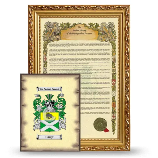 Haupt Framed History and Coat of Arms Print - Gold