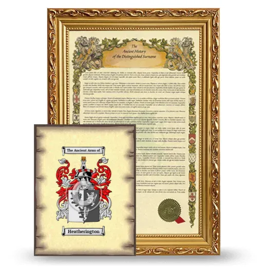 Heatherington Framed History and Coat of Arms Print - Gold