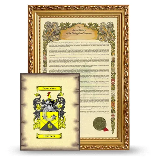 Heathers Framed History and Coat of Arms Print - Gold
