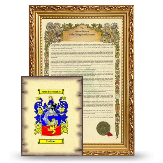 Hebber Framed History and Coat of Arms Print - Gold