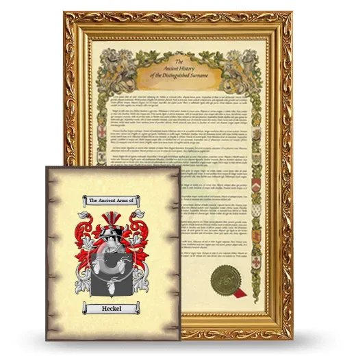 Heckel Framed History and Coat of Arms Print - Gold