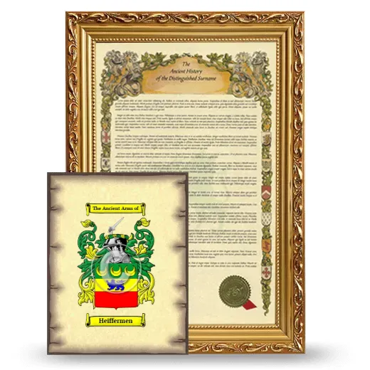 Heiffermen Framed History and Coat of Arms Print - Gold