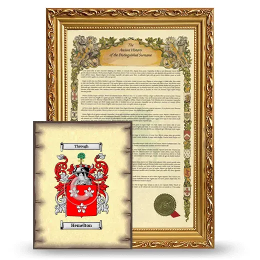 Hemelton Framed History and Coat of Arms Print - Gold
