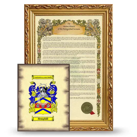 Hemphill Framed History and Coat of Arms Print - Gold