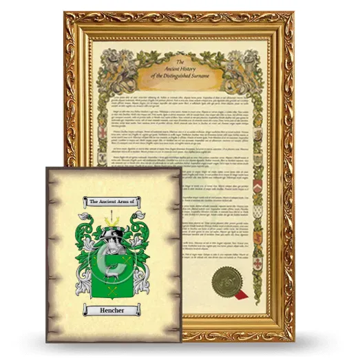 Hencher Framed History and Coat of Arms Print - Gold