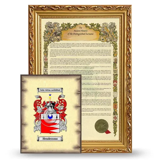 Hendersons Framed History and Coat of Arms Print - Gold