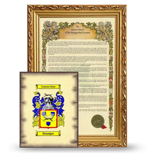 Henniger Framed History and Coat of Arms Print - Gold
