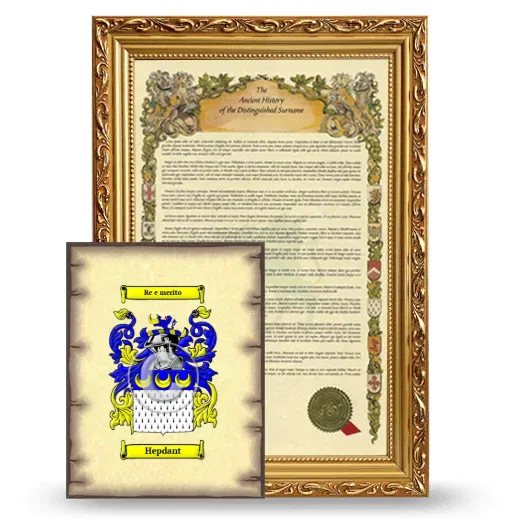 Hepdant Framed History and Coat of Arms Print - Gold