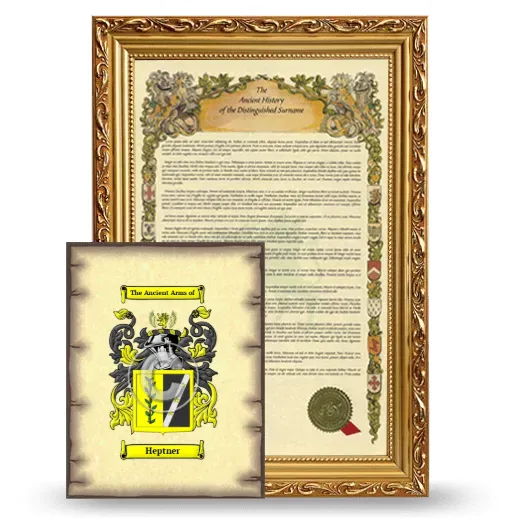 Heptner Framed History and Coat of Arms Print - Gold
