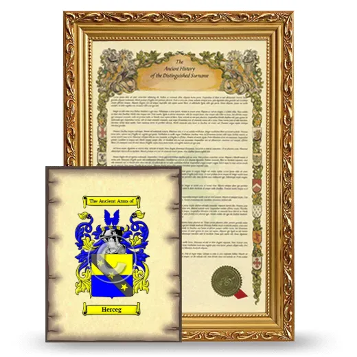 Herceg Framed History and Coat of Arms Print - Gold
