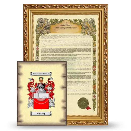 Hershey Framed History and Coat of Arms Print - Gold