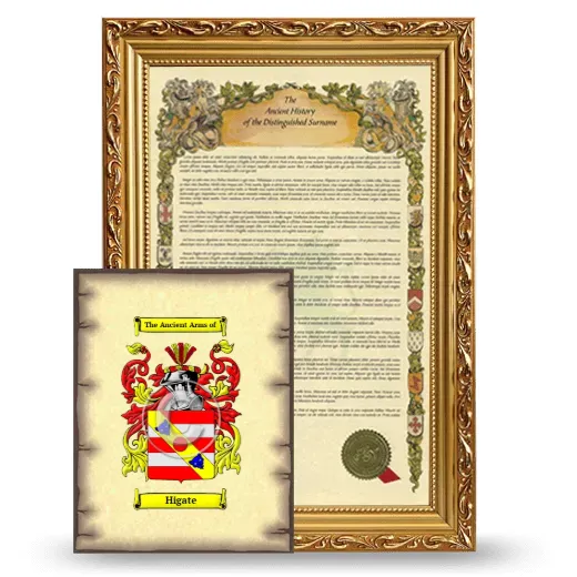 Higate Framed History and Coat of Arms Print - Gold