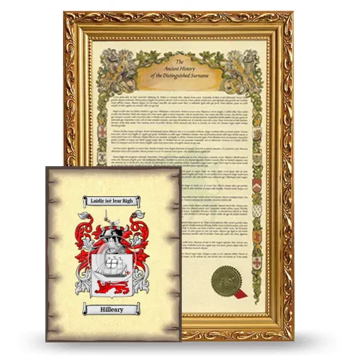 Hilleary Framed History and Coat of Arms Print - Gold