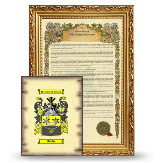 Hitche Framed History and Coat of Arms Print - Gold