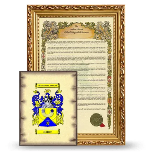 Holker Framed History and Coat of Arms Print - Gold