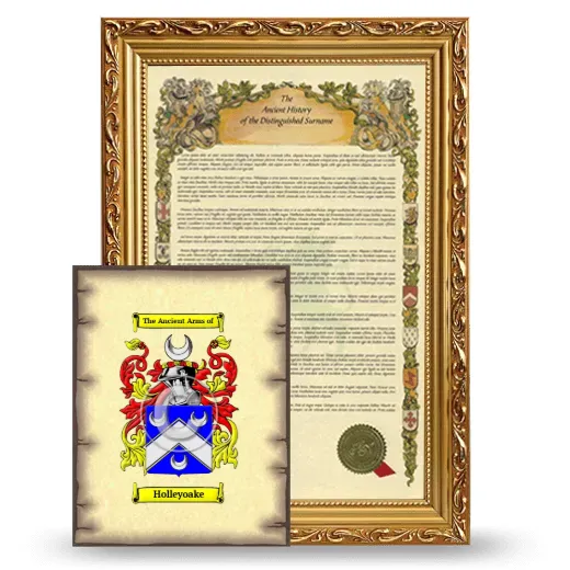 Holleyoake Framed History and Coat of Arms Print - Gold