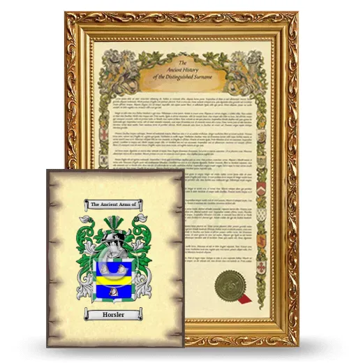 Horsler Framed History and Coat of Arms Print - Gold