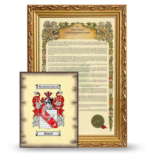 Housel Framed History and Coat of Arms Print - Gold
