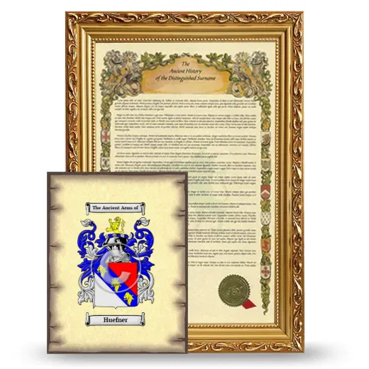 Huefner Framed History and Coat of Arms Print - Gold