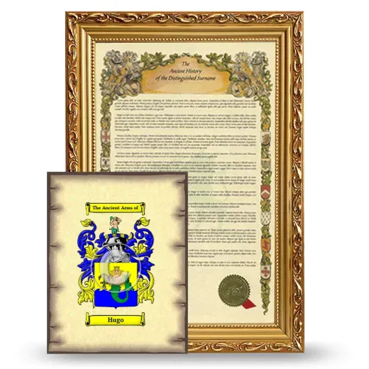 Hugo Framed History and Coat of Arms Print - Gold
