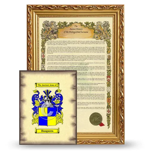 Hungaren Framed History and Coat of Arms Print - Gold