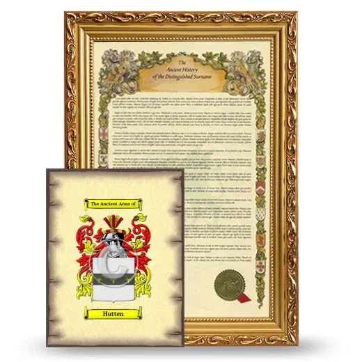Hutten Framed History and Coat of Arms Print - Gold