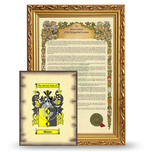 Illanes Framed History and Coat of Arms Print - Gold