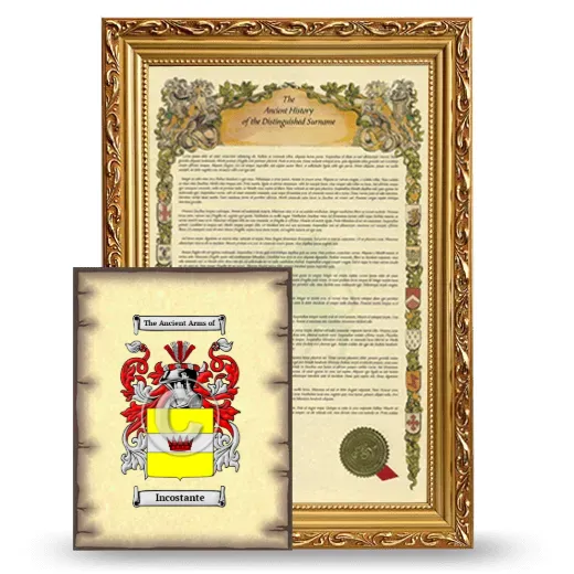 Incostante Framed History and Coat of Arms Print - Gold