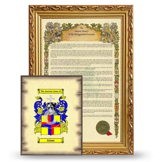Irions Framed History and Coat of Arms Print - Gold