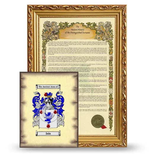 Jain Framed History and Coat of Arms Print - Gold