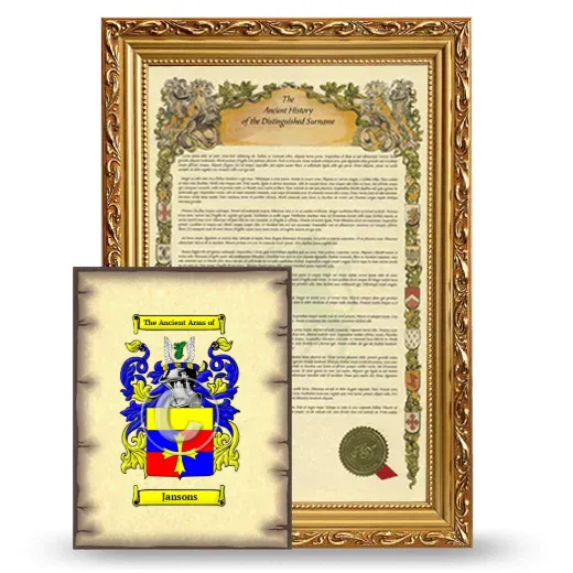 Jansons Framed History and Coat of Arms Print - Gold