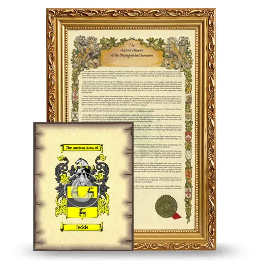 Jeckle Framed History and Coat of Arms Print - Gold