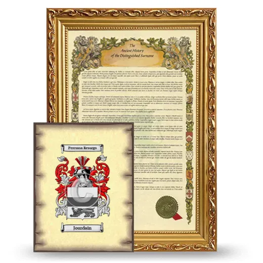 Jourdain Framed History and Coat of Arms Print - Gold