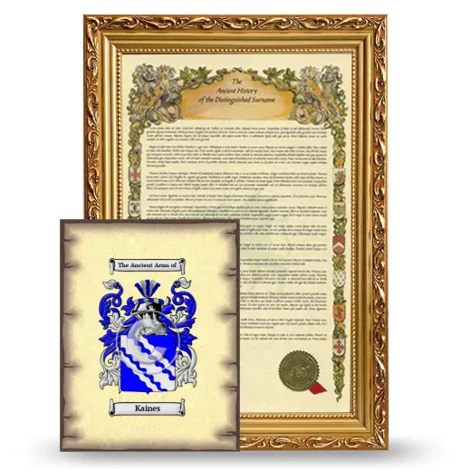Kaines Framed History and Coat of Arms Print - Gold