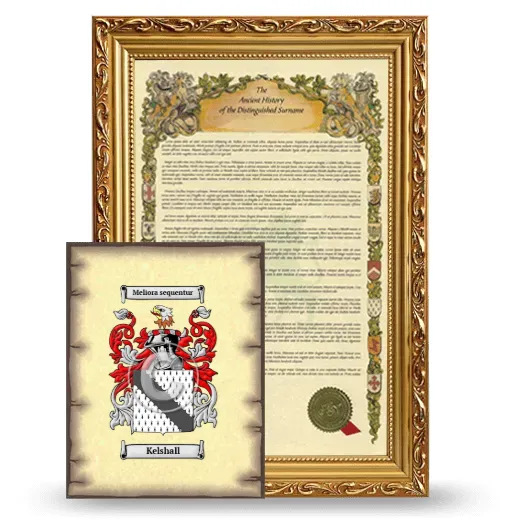 Kelshall Framed History and Coat of Arms Print - Gold