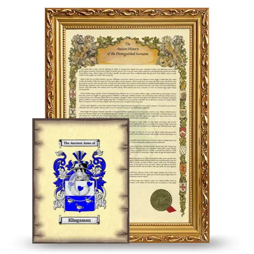 Klingaman Framed History and Coat of Arms Print - Gold