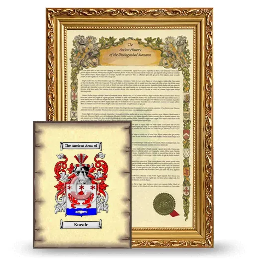 Kneale Framed History and Coat of Arms Print - Gold