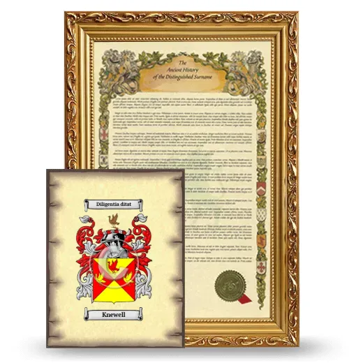 Knewell Framed History and Coat of Arms Print - Gold