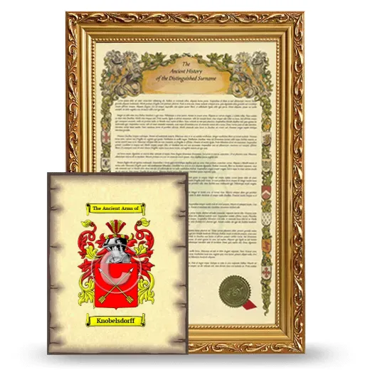 Knobelsdorff Framed History and Coat of Arms Print - Gold
