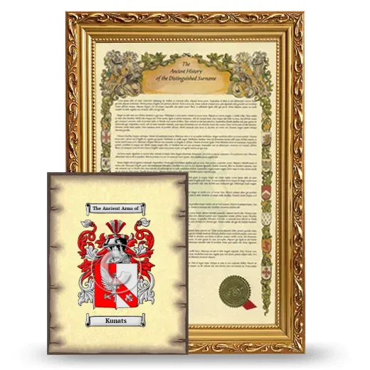 Kunats Framed History and Coat of Arms Print - Gold